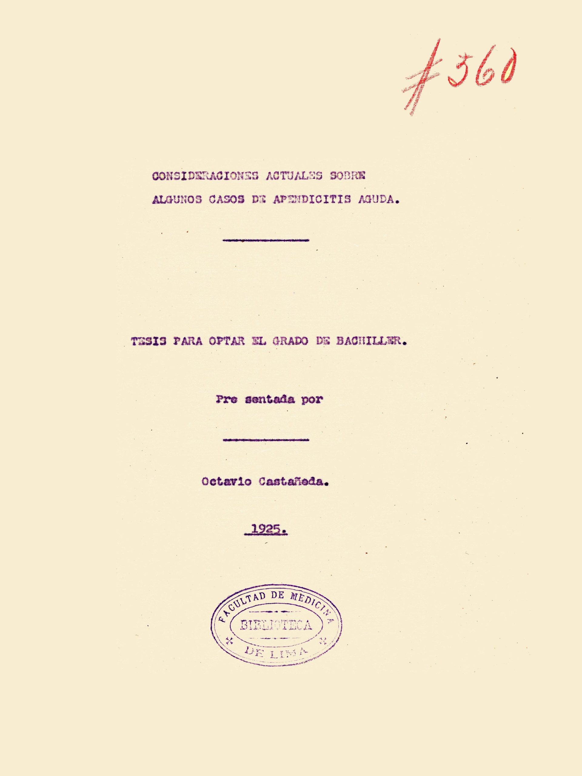 Consideraciones actuales sobre algunos casos de apendicitis_Octavio Castañeda_1925