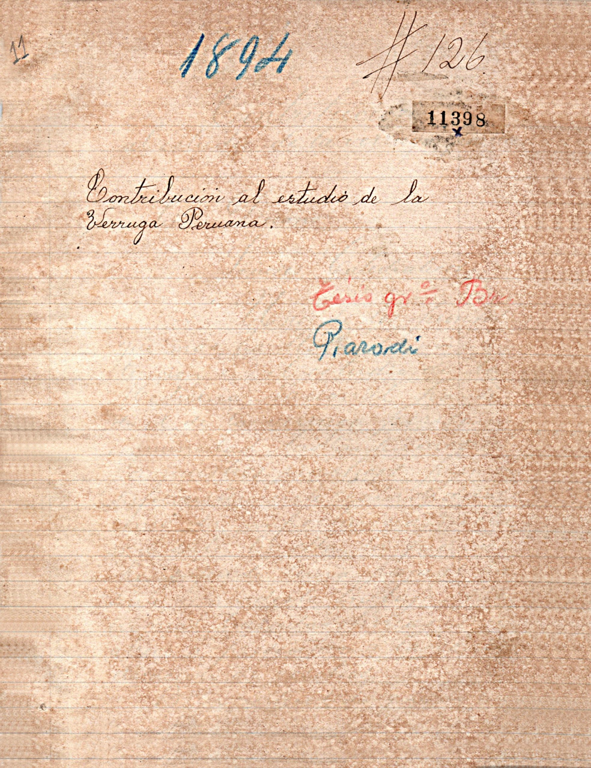 Contribucion al estudio de la verruga peruana_Santiago Parodi _1894