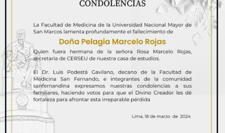 Condolencias por la partida de Doña Pelagia Marcelo, hermana de la Sra. Rosa Marcelo, trabajadora sanfernandina.