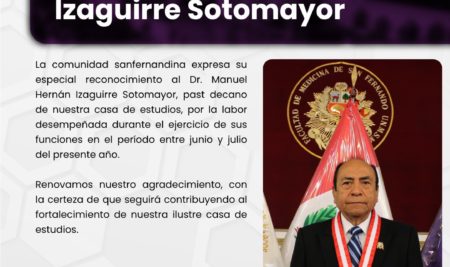 Agradecimiento autoridad saliente, Dr. Manuel Izaguirre Sotomayor