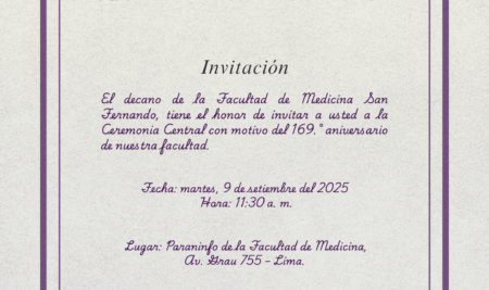 Invitación a la Ceremonia Central por los 169 años de la Facultad de Medicina